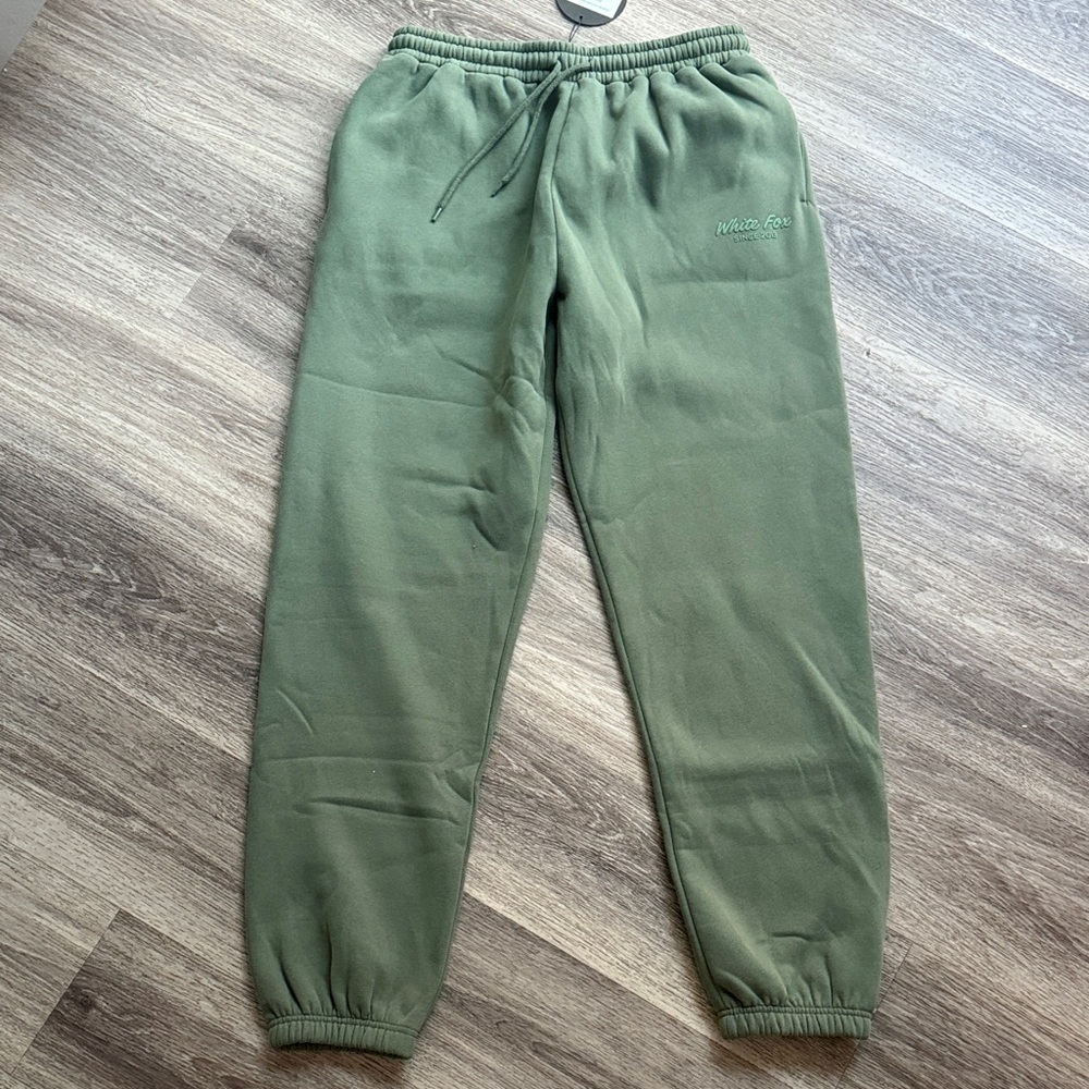White fox Boutique Dark Green Joggers Casual Relaxed Fit Large